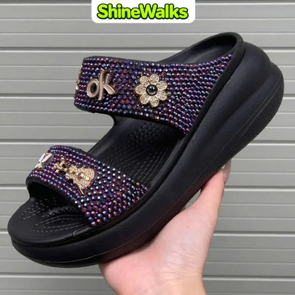 Sparkle Bloom Platform Sandals