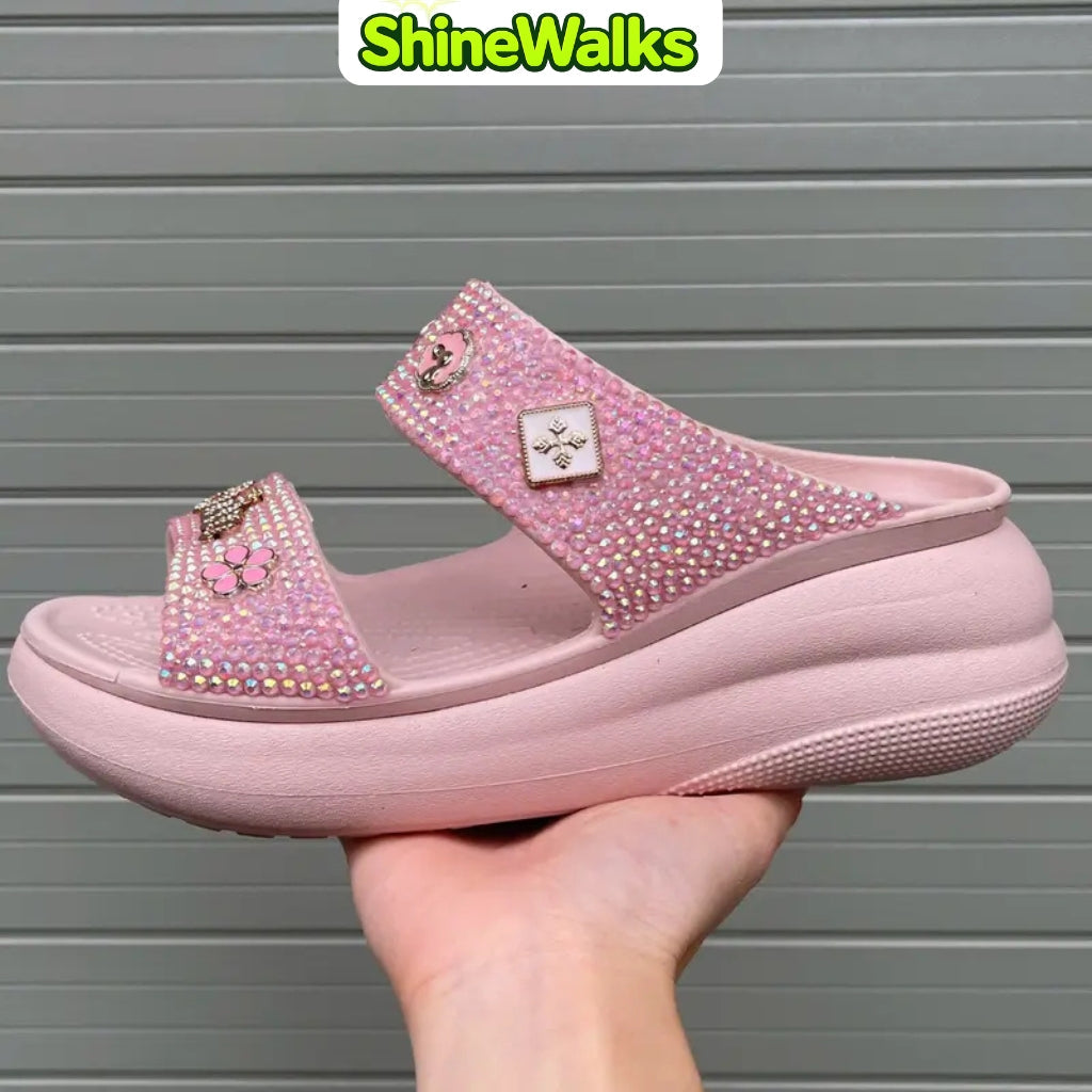 Sparkle Bloom Platform Sandals