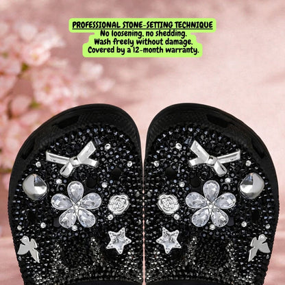 Cross Bloom Noir Crystal Clogs – Midnight Black