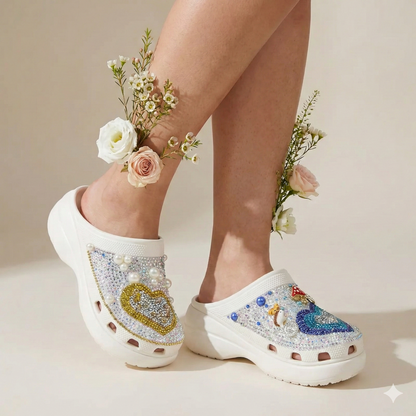 Crystal Heart Clogs